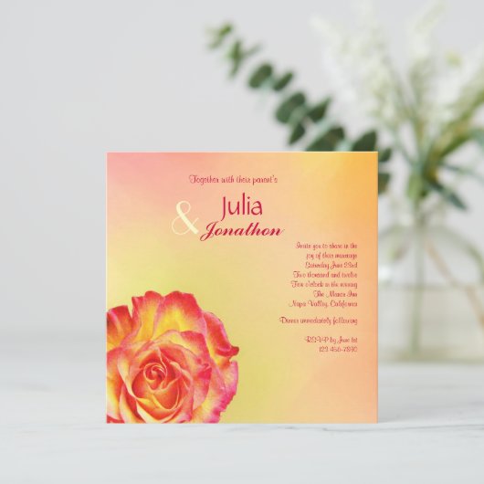 Frühlingsfarben der Circus Rose Hochzeitsreise Einladung (Stehend Vorderseite)