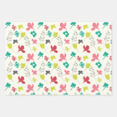 Frühlingsfarben florale Doodle Foliage Satin Ribbo Geschenkpapier Set (Vorderseite)
