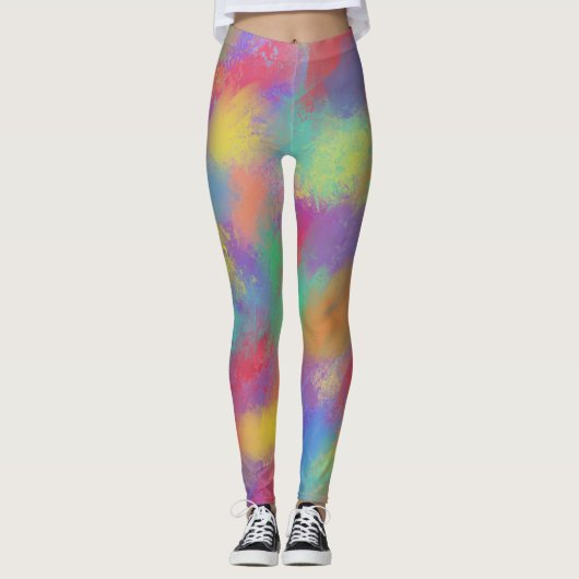 Frühlingsfarben gestrichelte Splash Leggings (Vorderseite)