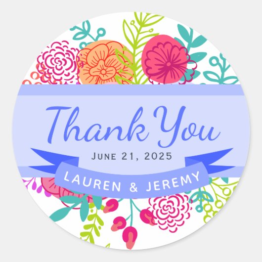 Frühlingsfarben, lebhaft Blumenstrauß Sketch Bouqu Runder Aufkleber (Vorderseite)