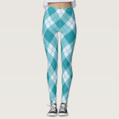 Frühlingsfarben Lichtblau und kariertes Muster Leggings (Vorderseite)