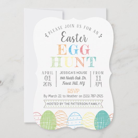 Frühlingsfarben Ostereier Jagd Einladung (Vorderseite)