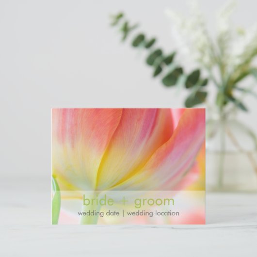 Frühlingsfarben ・ Save the Date Postkarte (Stehend Vorderseite)