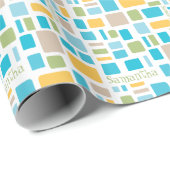 Frühlingsfarben Wonky-Quadrate und Rechtecke Geschenkpapier (Rolleneckpunkt)