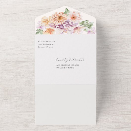 Frühlingsfarbene Blume Brautparty Blush Garden All In One Einladung (Außenbereich)