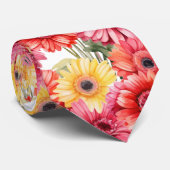 Frühlingsfarbene Gerbera-Margeriten Krawatte (Gerollt)