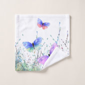 Frühlingsfarbenfrohe Schmetterlinge Fliegendes Bad Badhandtuch Set (Waschlappen)