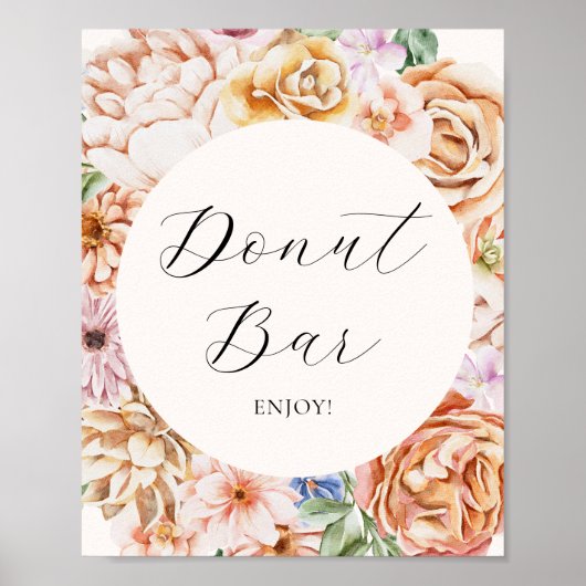 Frühlingsfarbige Blume Donut Bar Sign Poster (Vorne)