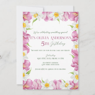 Frühlingsfarbige Blume Kindergeburtstag Einladung