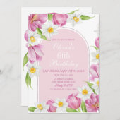 Frühlingsfarbige Blume Kindergeburtstag Einladung (Vorne/Hinten)