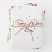 Frühlingsfarbige Blume Kindergeburtstag Geschenkpapier Set (Beispiel)