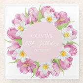 Frühlingsfarbige Blume Kindergeburtstag Glasuntersetzer (Vorderseite)