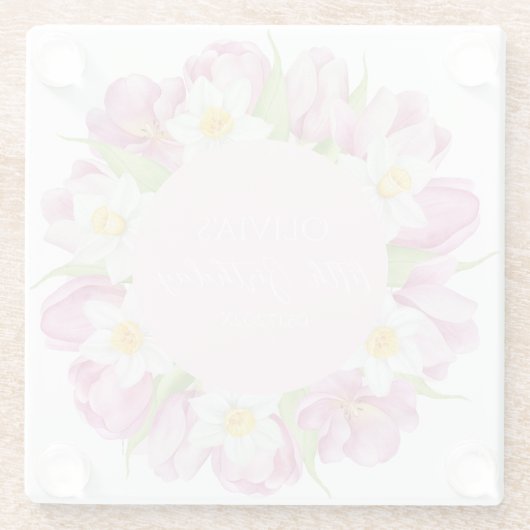 Frühlingsfarbige Blume Kindergeburtstag Glasuntersetzer (Rückseite)