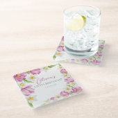 Frühlingsfarbige Blume Kindergeburtstag Glasuntersetzer (Schrägansicht)