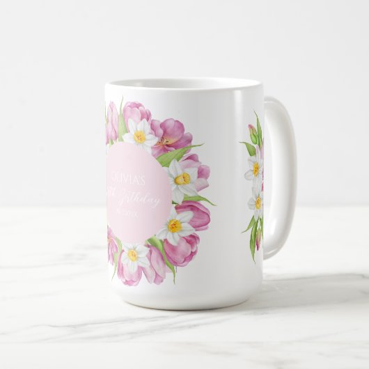 Frühlingsfarbige Blume Kindergeburtstag Kaffeetasse (VorderseiteRechts)