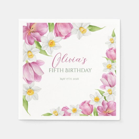 Frühlingsfarbige Blume Kindergeburtstag Serviette (Vorderseite)