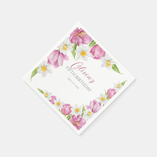 Frühlingsfarbige Blume Kindergeburtstag Serviette (Ecke)