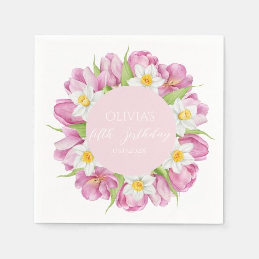 Frühlingsfarbige Blume Kindergeburtstag Serviette (Vorderseite)