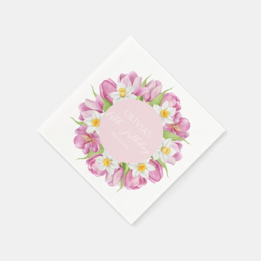 Frühlingsfarbige Blume Kindergeburtstag Serviette (Ecke)