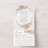 Frühlingsfarbige Blume Romantisches Brautparty All In One Einladung (Innen Boden)