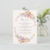 Frühlingsfarbige Blume Romantisches Brautparty Män Menükarte (Stehend Vorderseite)