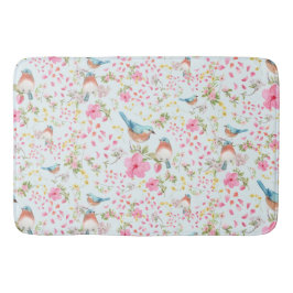 Frühlingsfarbige Vögel und Blume Badematte
