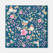 Frühlingsfarbige Vögel und Blume Magnet (Vorne)