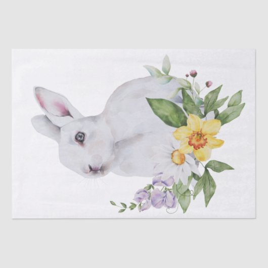 Frühlingsfarm Bunny Floral Wasserfarbe Seidenpapier (Vorderseite)