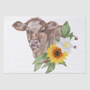 Frühlingsfarm Calf Floral Wasserfarbe Seidenpapier