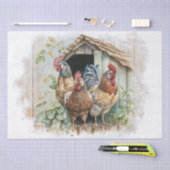 Frühlingsfarm Rooster Wasserfarbe Seidenpapier (Handwerk)