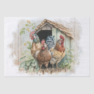 Frühlingsfarm Rooster Wasserfarbe Seidenpapier