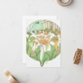 Frühlingsfee Blumenparty Mitteilungskarte (Vorderseite/Rückseite Beispiel)