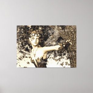 Frühlingsfee Wald Vintage-Foto Fantasy-Kunst Leinwanddruck