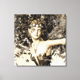 Frühlingsfee Wald Vintage-Foto Fantasy-Kunst Leinwanddruck
