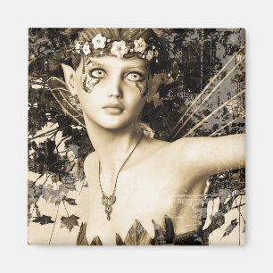 Frühlingsfee Wald Vintage-Foto Fantasy-Kunst Magnet