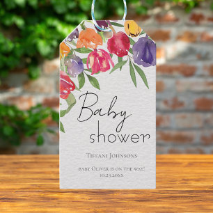 Frühlingsfeier Tulpen Baby Shower Geschenkanhänger
