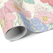 Frühlingsfeld, zarte Blumen Geschenkpapier  (Rolleneckpunkt)