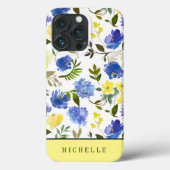 Frühlingsfeminin Yellow and Blue floves Monogramm Case-Mate iPhone Hülle (Rückseite)