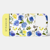 Frühlingsfeminin Yellow and Blue floves Monogramm Case-Mate iPhone Hülle (Rückseite (Horizontal))
