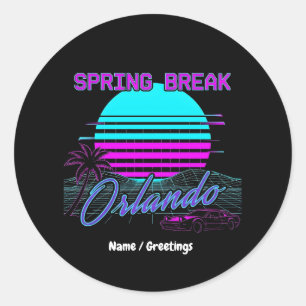 Frühlingsferien 2026 Orlando After Dark Retro Synt Runder Aufkleber