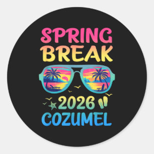 Frühlingsferien Cozumel 2026 Urlaubsreise Sungles Runder Aufkleber