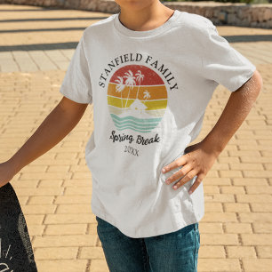 Frühlingsferien Retro-Strandhütte Palmen Familie T-Shirt