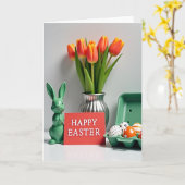 Frühlingsfest-Hasen-Ei-Karte Karte (Gelbe Blume)