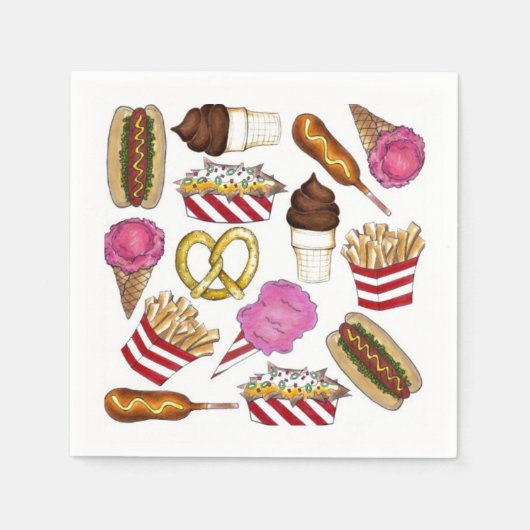 Frühlingsfest Karneval Foods Corndog Nachos Serviette (Vorderseite)