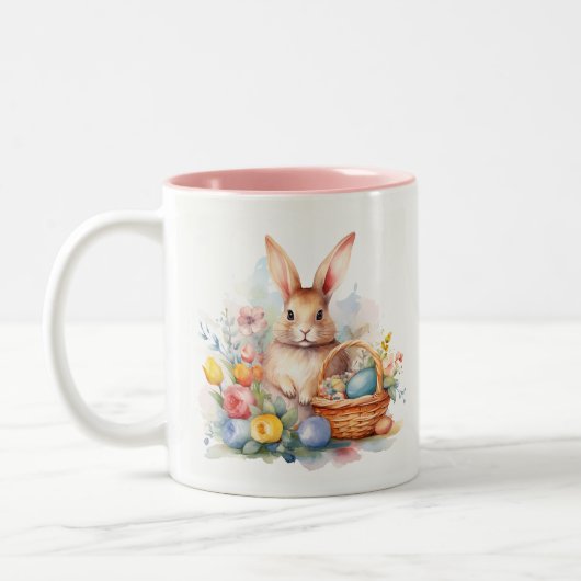 Frühlingsfest - Osterhase Zweifarbige Tasse (Links)