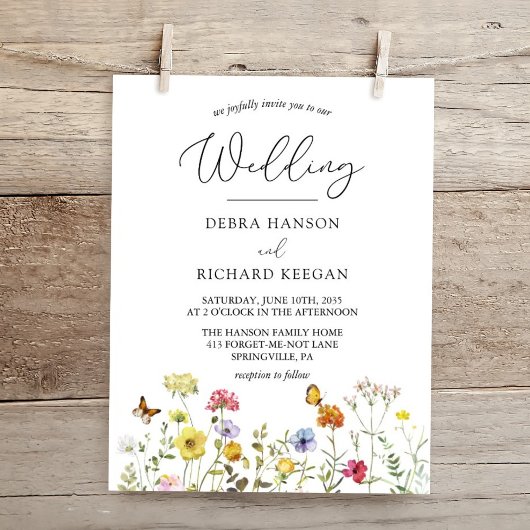 Frühlingsfest Wildblume Botanische Hochzeit Einladung