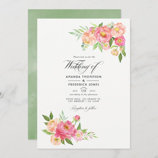 Frühlingsfleckenbäume Hochzeitsfest Foto Einladung (Vorne/Hinten)