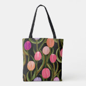 Frühlingsflora auf schwarzer Tasche (Rückseite)