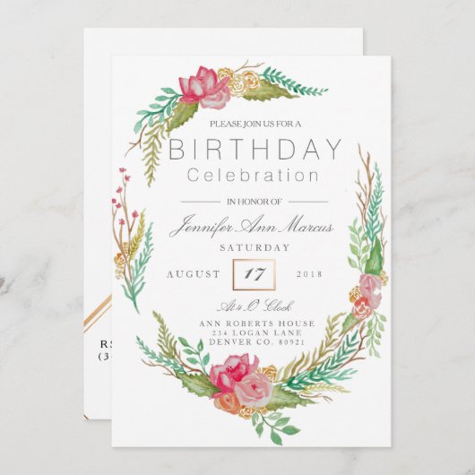 Frühlingsflora | Geburtstagspartei Einladung (Vorne/Hinten)
