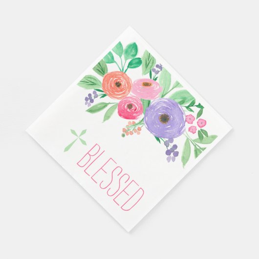 Frühlingsflora gesegnet serviette (Ecke)